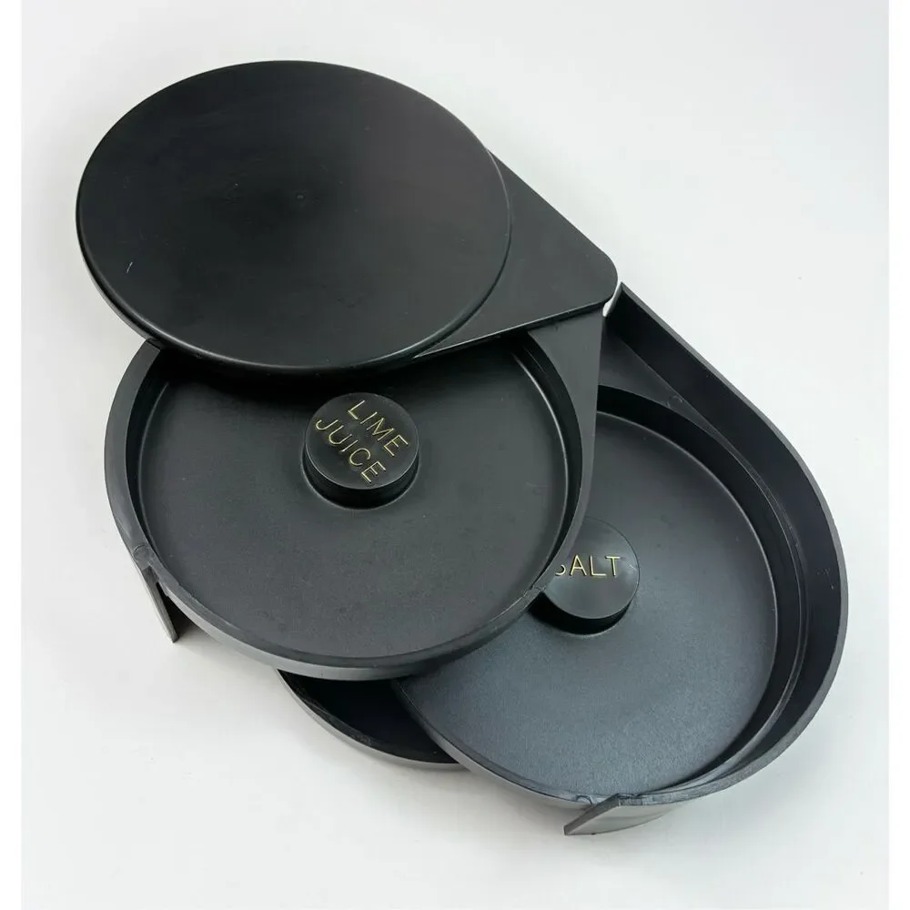 3-Tiered Rotary Bar Glass Rimmer for Salt, Lime Juice, Sugar